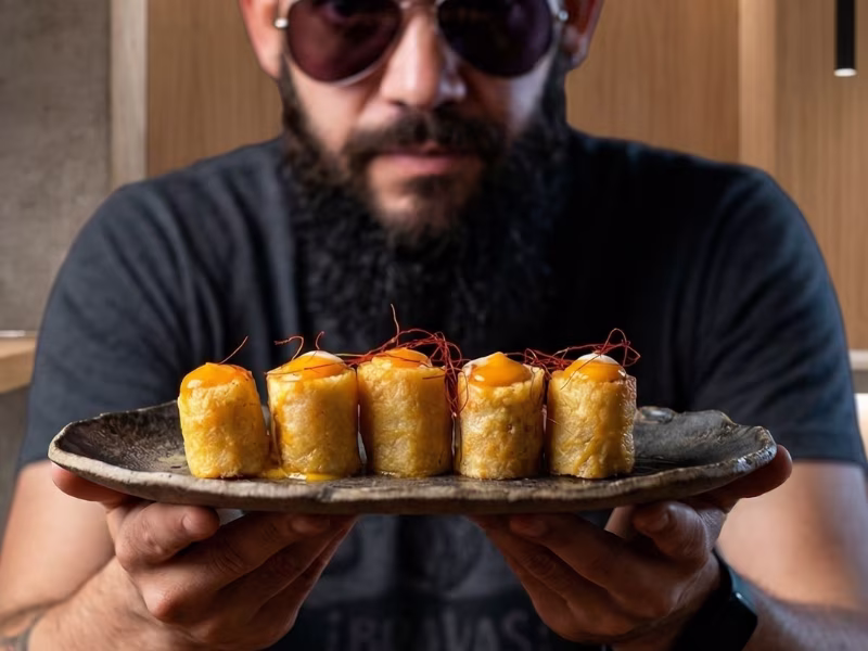 Bravas cilíndricas en plato - vayaBravas